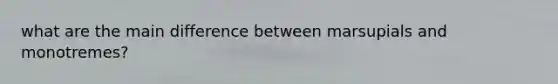 what are the main difference between marsupials and monotremes?