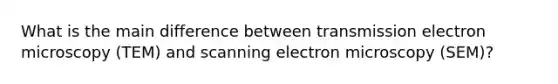 What is the main difference between transmission electron microscopy (TEM) and scanning electron microscopy (SEM)?