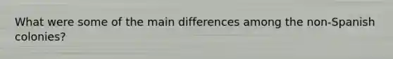 What were some of the main differences among the non-Spanish colonies?