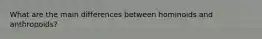 What are the main differences between hominoids and anthropoids?