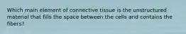 Which main element of connective tissue is the unstructured material that fills the space between the cells and contains the fibers?