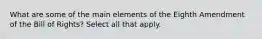 What are some of the main elements of the Eighth Amendment of the Bill of Rights? Select all that apply.