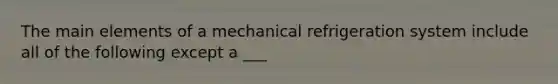 The main elements of a mechanical refrigeration system include all of the following except a ___