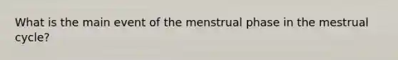 What is the main event of the menstrual phase in the mestrual cycle?