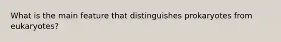 What is the main feature that distinguishes prokaryotes from eukaryotes?