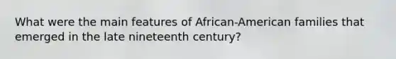 What were the main features of African-American families that emerged in the late nineteenth century?