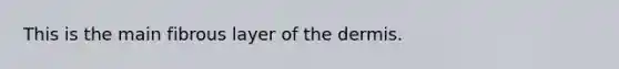 This is the main fibrous layer of <a href='https://www.questionai.com/knowledge/kEsXbG6AwS-the-dermis' class='anchor-knowledge'>the dermis</a>.