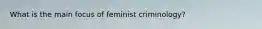 What is the main focus of feminist criminology?