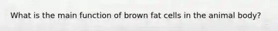 What is the main function of brown fat cells in the animal body?