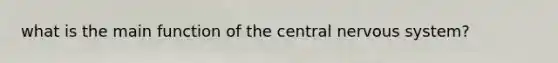 what is the main function of the central nervous system?