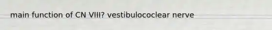 main function of CN VIII? vestibulococlear nerve