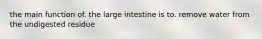 the main function of. the large intestine is to. remove water from the undigested residue