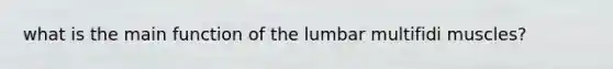 what is the main function of the lumbar multifidi muscles?