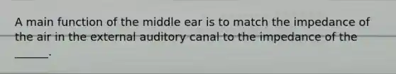 A main function of the middle ear is to match the impedance of the air in the external auditory canal to the impedance of the ______.