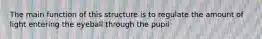 The main function of this structure is to regulate the amount of light entering the eyeball through the pupil