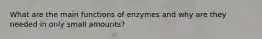 What are the main functions of enzymes and why are they needed in only small amounts?