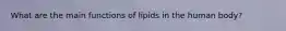 What are the main functions of lipids in the human body?