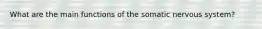 What are the main functions of the somatic nervous system?