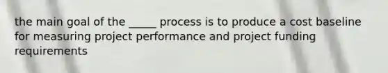 the main goal of the _____ process is to produce a cost baseline for measuring project performance and project funding requirements