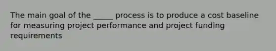 The main goal of the _____ process is to produce a cost baseline for measuring project performance and project funding requirements