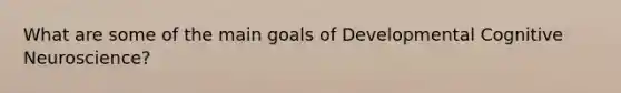 What are some of the main goals of Developmental Cognitive Neuroscience?