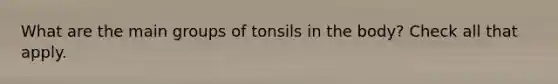 What are the main groups of tonsils in the body? Check all that apply.