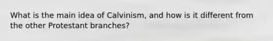 What is the main idea of Calvinism, and how is it different from the other Protestant branches?