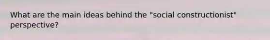 What are the main ideas behind the "social constructionist" perspective?