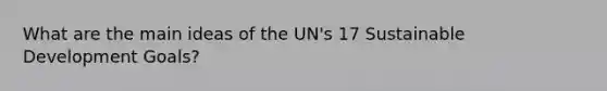 What are the main ideas of the UN's 17 Sustainable Development Goals?