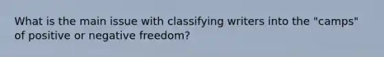 What is the main issue with classifying writers into the "camps" of positive or negative freedom?