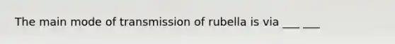 The main mode of transmission of rubella is via ___ ___