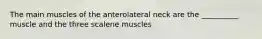 The main muscles of the anterolateral neck are the __________ muscle and the three scalene muscles