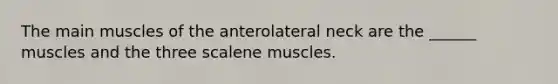 The main muscles of the anterolateral neck are the ______ muscles and the three scalene muscles.