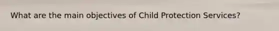 What are the main objectives of Child Protection Services?