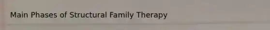 Main Phases of Structural Family Therapy