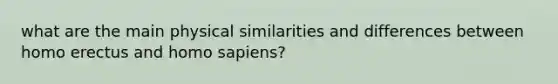 what are the main physical similarities and differences between homo erectus and homo sapiens?