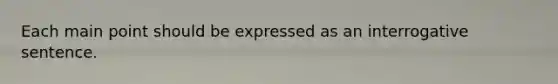 Each main point should be expressed as an interrogative sentence.