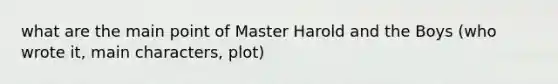 what are the main point of Master Harold and the Boys (who wrote it, main characters, plot)