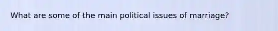 What are some of the main political issues of marriage?