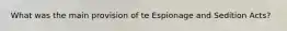 What was the main provision of te Espionage and Sedition Acts?