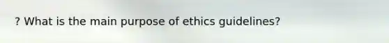 ? What is the main purpose of ethics guidelines?