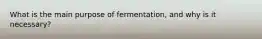 What is the main purpose of fermentation, and why is it necessary?