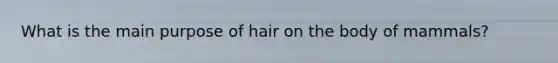 What is the main purpose of hair on the body of mammals?