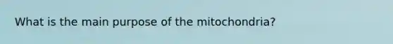 What is the main purpose of the mitochondria?