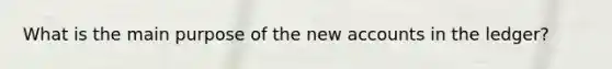 What is the main purpose of the new accounts in the ledger?