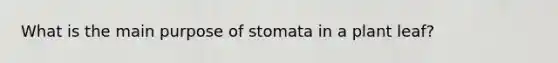 What is the main purpose of stomata in a plant leaf?