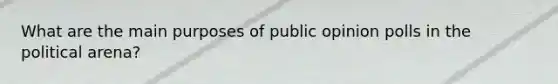 What are the main purposes of public opinion polls in the political arena?