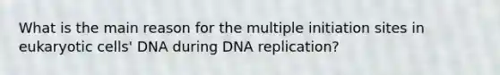 What is the main reason for the multiple initiation sites in eukaryotic cells' DNA during DNA replication?