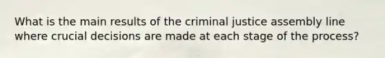 What is the main results of the criminal justice assembly line where crucial decisions are made at each stage of the process?