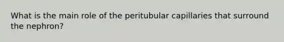 What is the main role of the peritubular capillaries that surround the nephron?